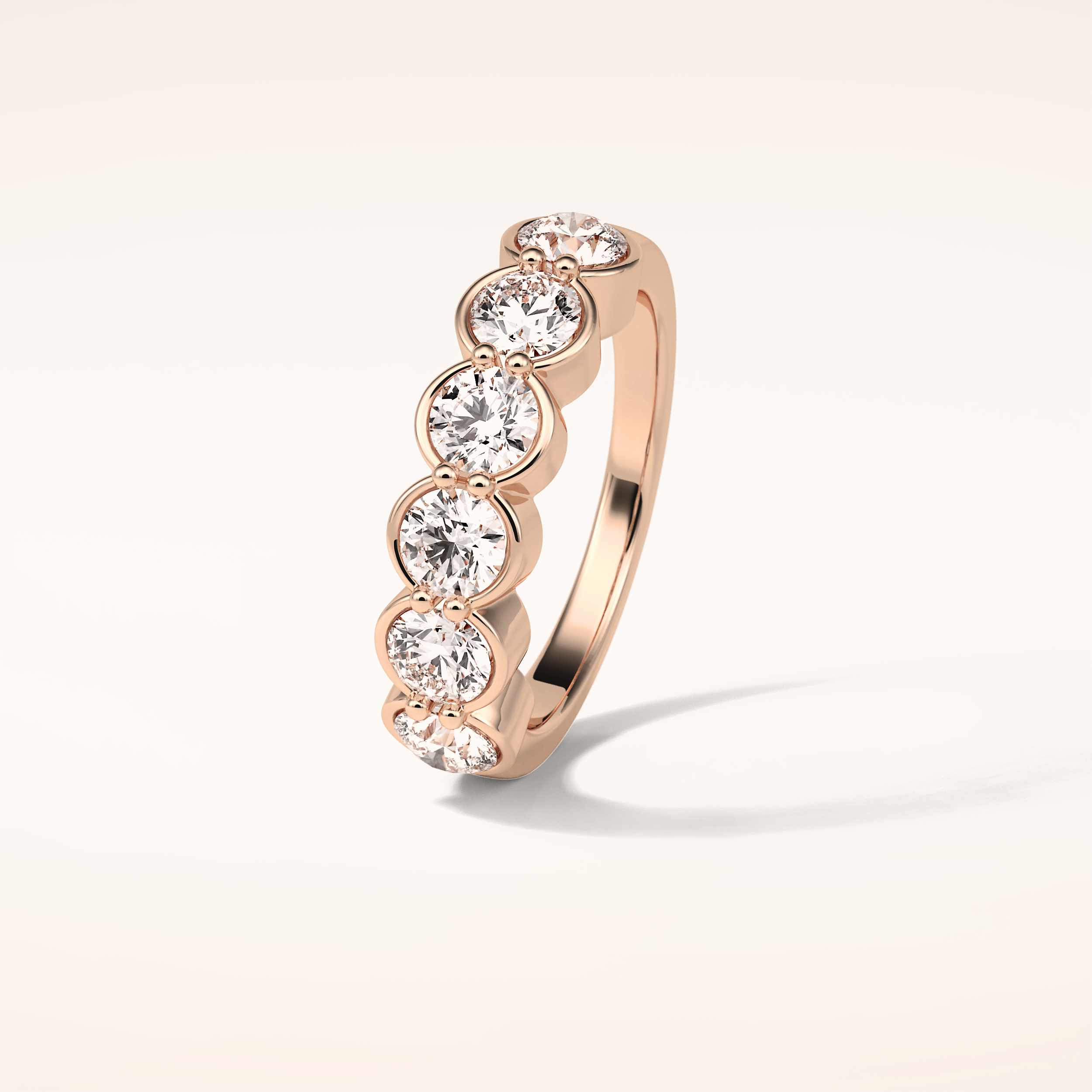 1.36 Round Shaped Moissanite Five Stones Wedding Band