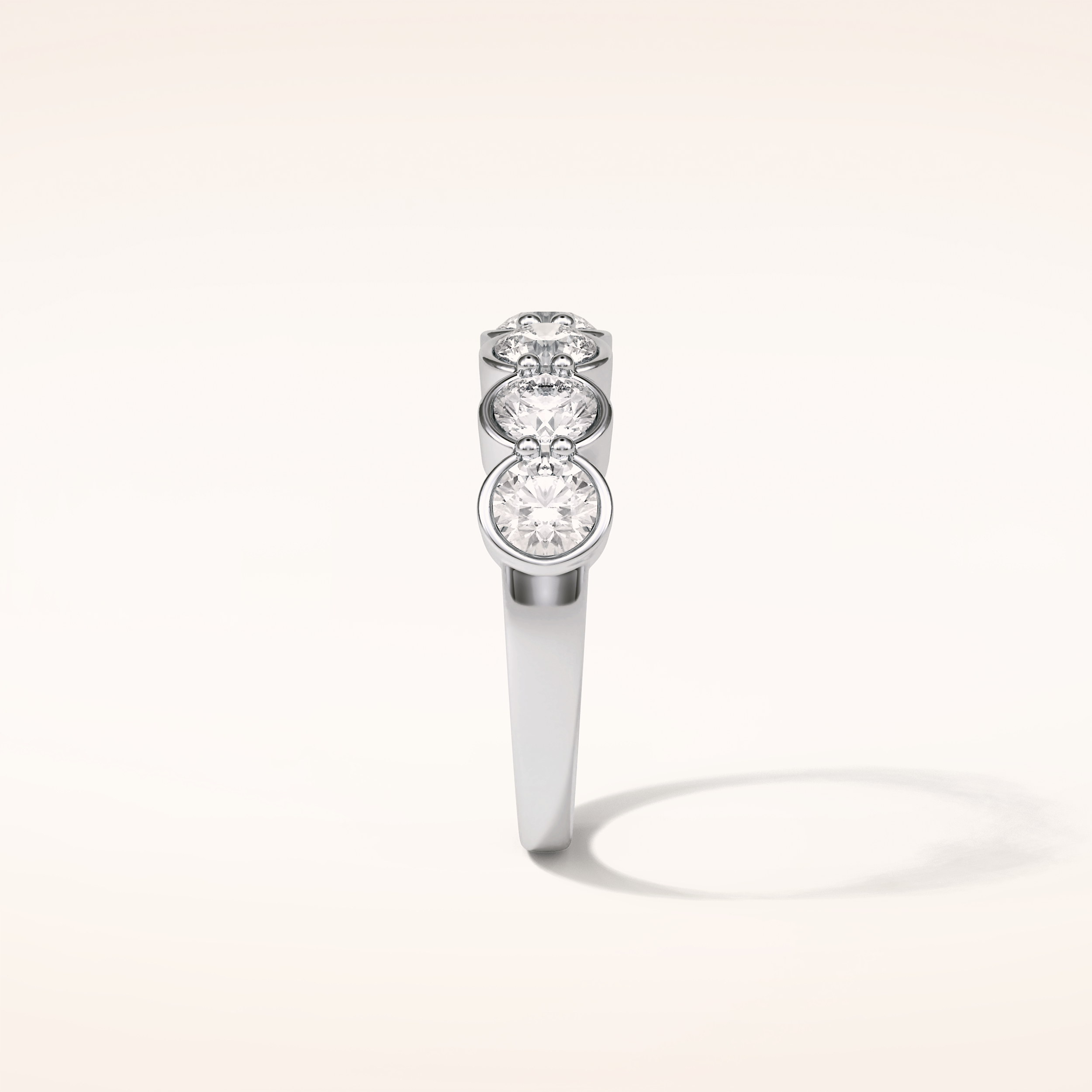 1.36 Round Shaped Moissanite Five Stones Wedding Band