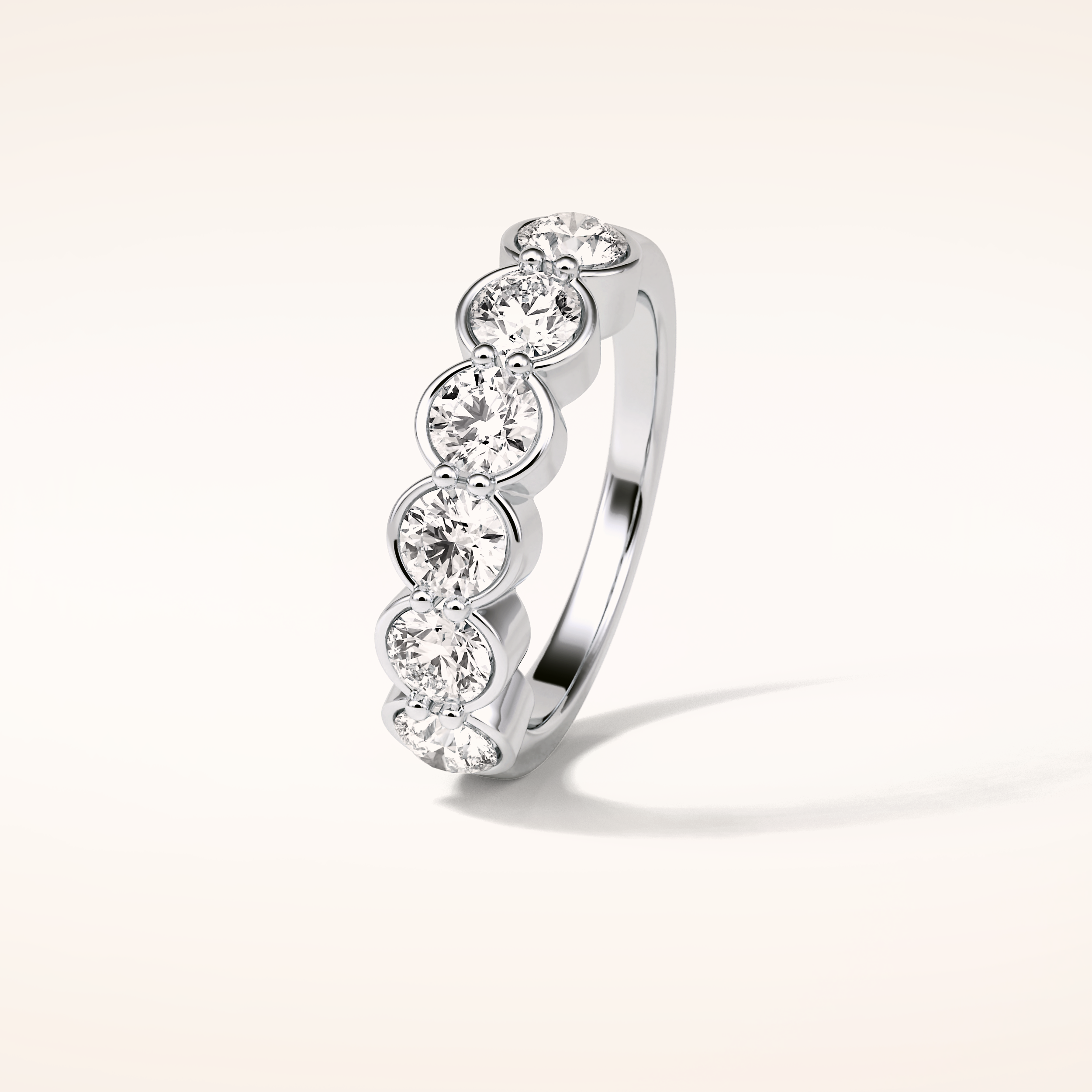 1.36 Round Shaped Moissanite Five Stones Wedding Band