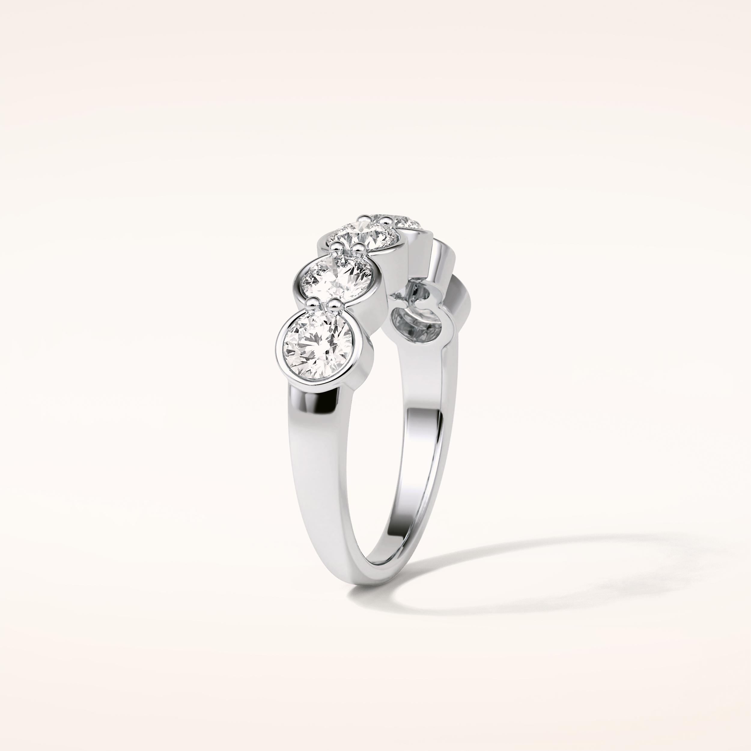 1.36 Round Shaped Moissanite Five Stones Wedding Band