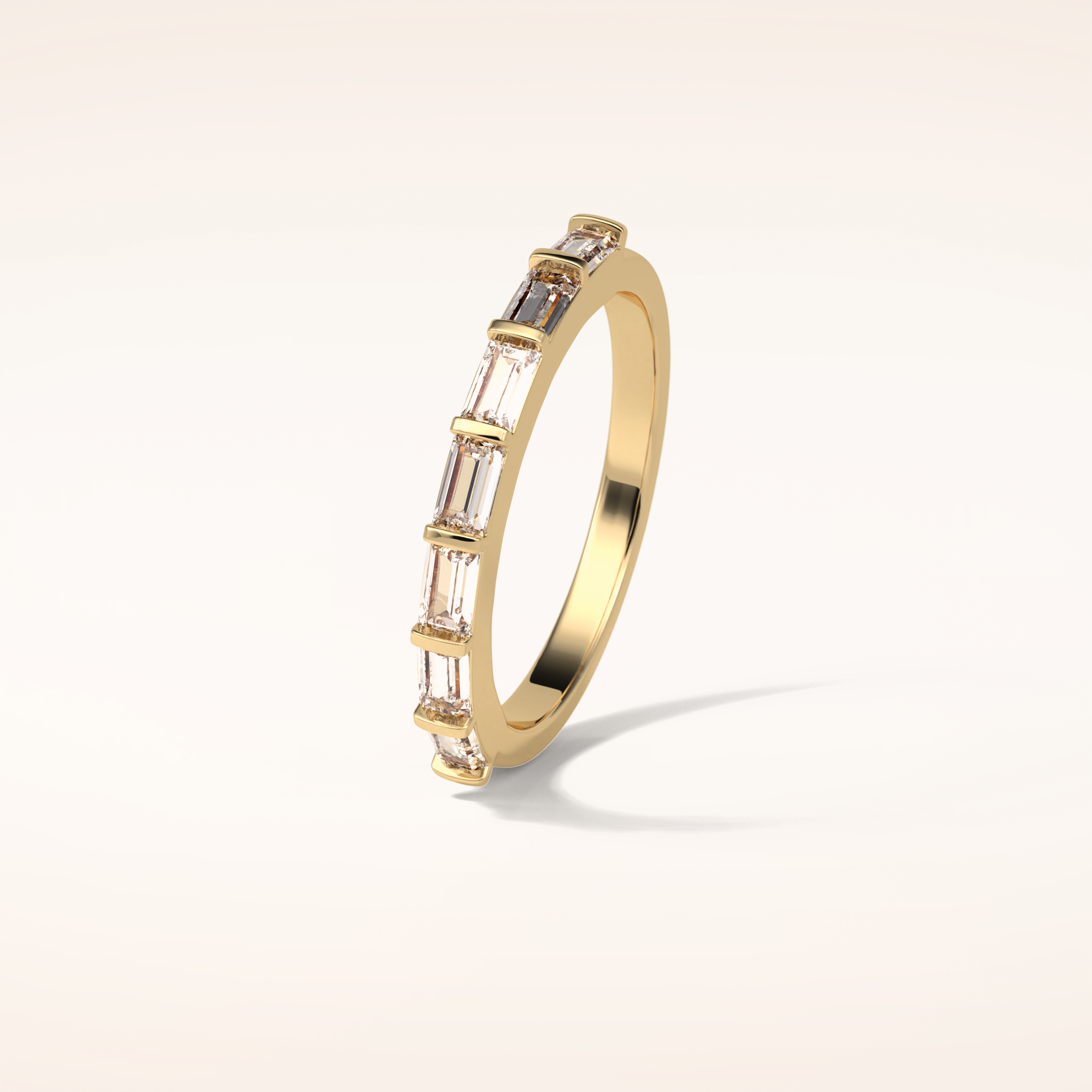 0.56 Baguette Shaped Moissanite Half Eternity Wedding Band