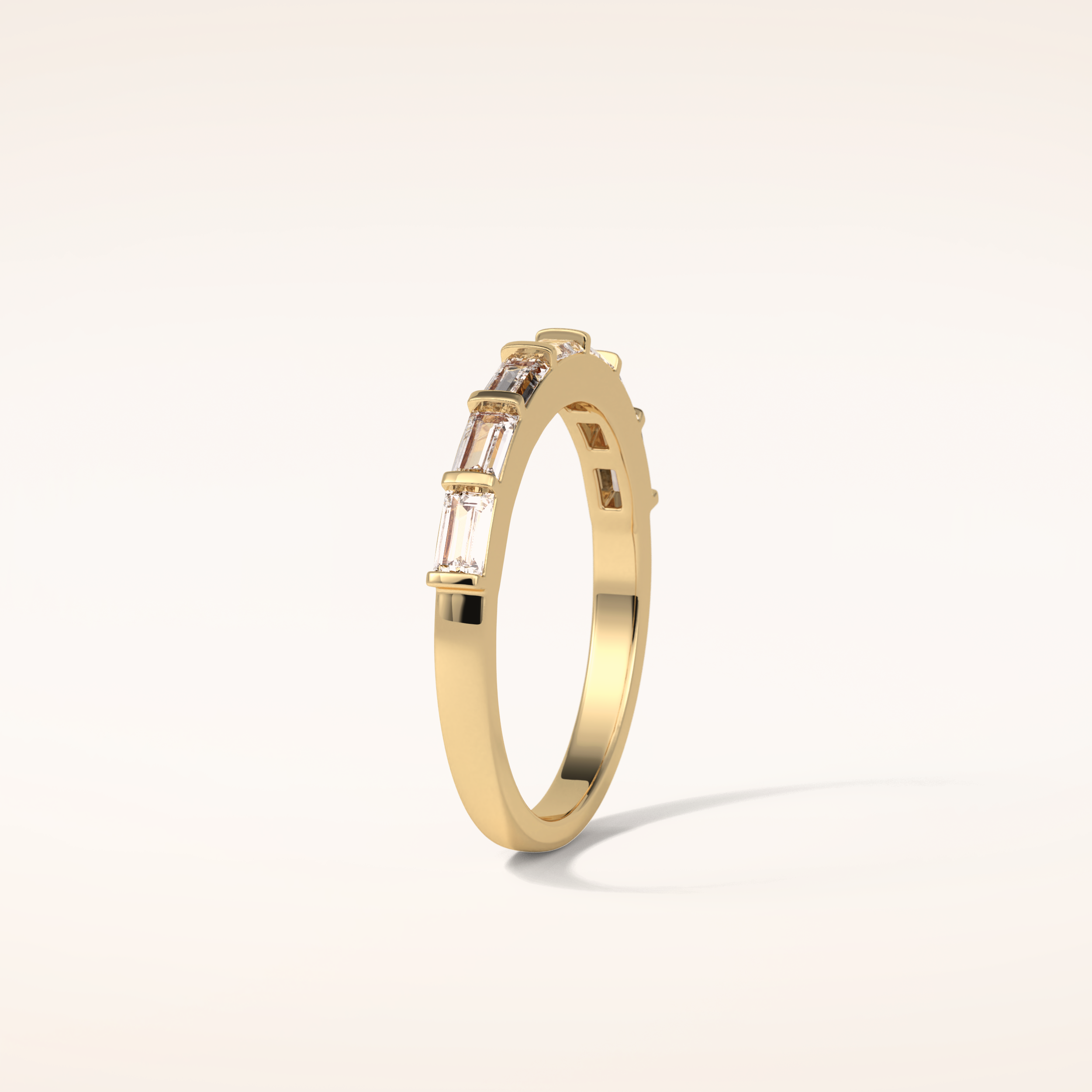 0.56 Baguette Shaped Moissanite Half Eternity Wedding Band