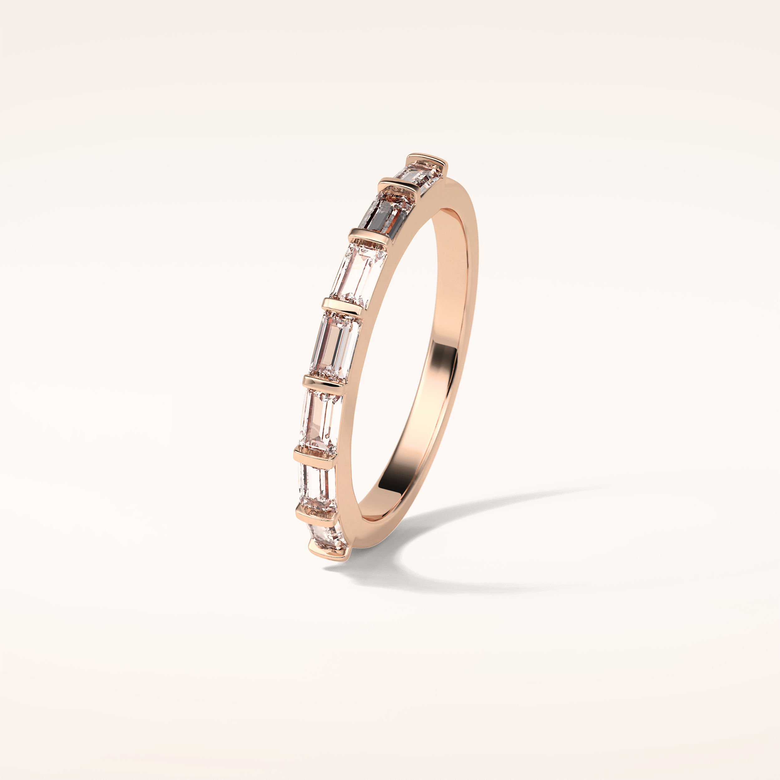 0.56 Baguette Shaped Moissanite Half Eternity Wedding Band