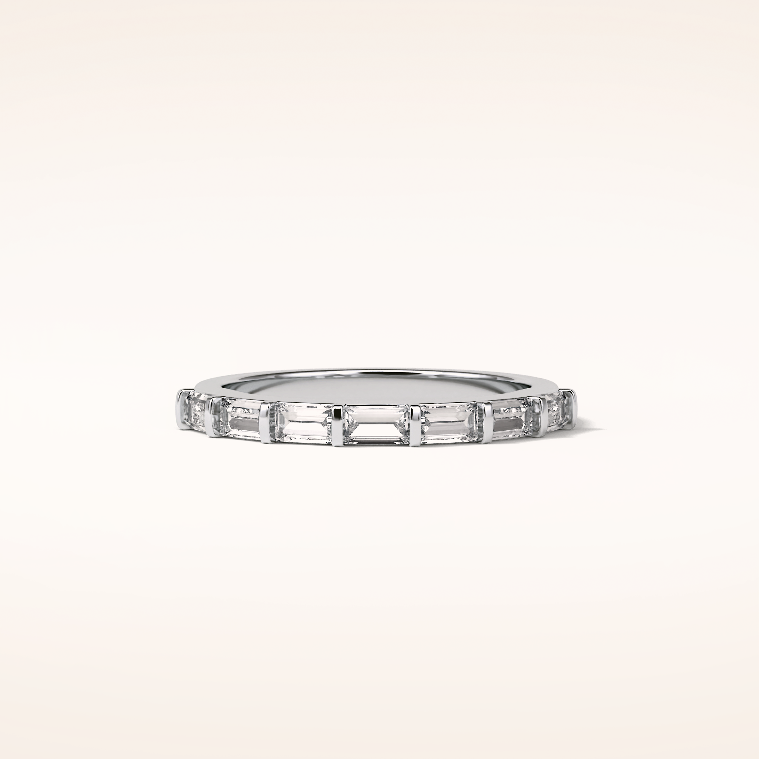 0.56 Baguette Shaped Moissanite Half Eternity Wedding Band