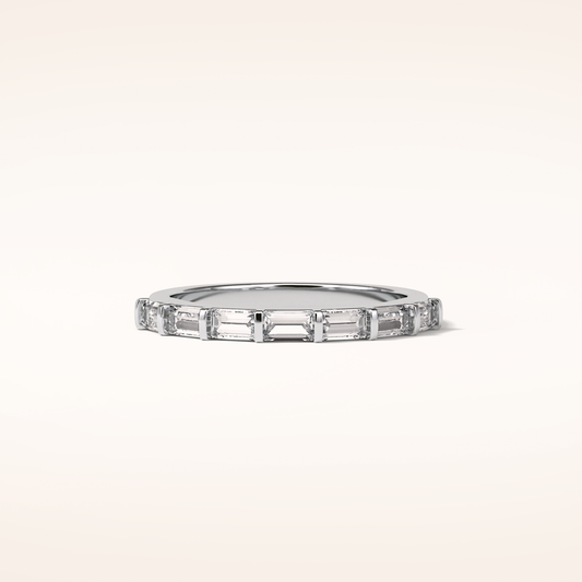 0.56 Baguette Shaped Moissanite Half Eternity Wedding Band