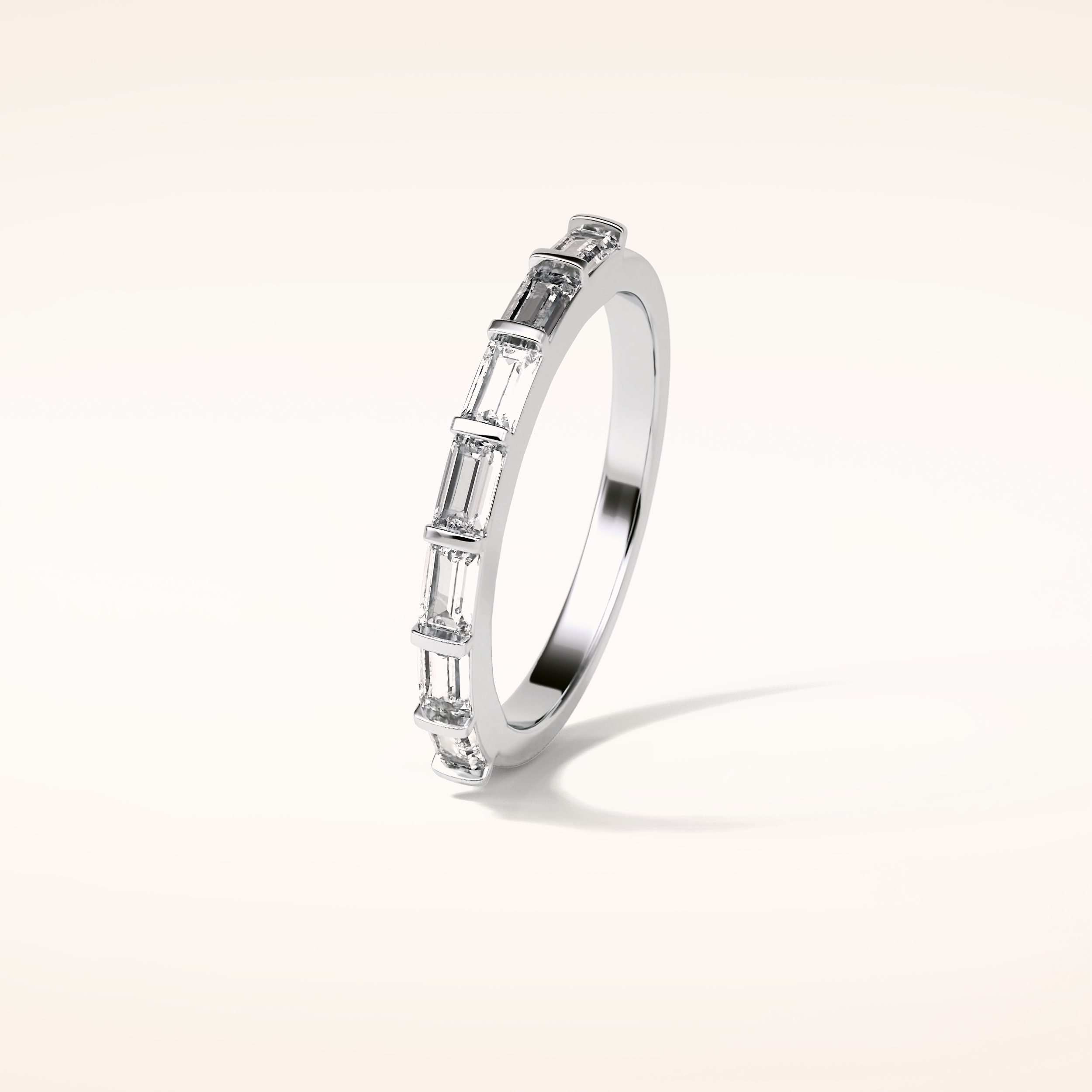 0.56 Baguette Shaped Moissanite Half Eternity Wedding Band