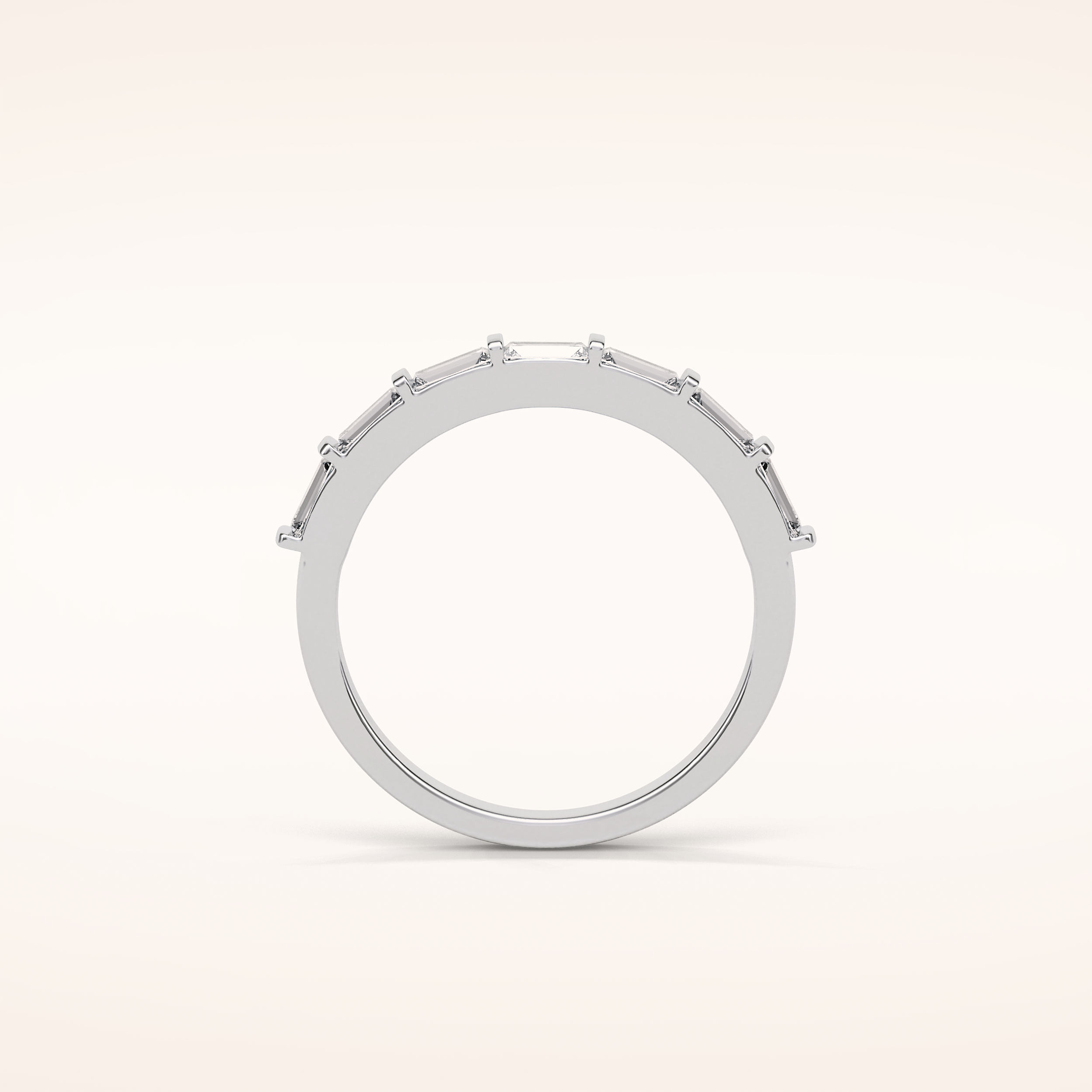 0.56 Baguette Shaped Moissanite Half Eternity Wedding Band