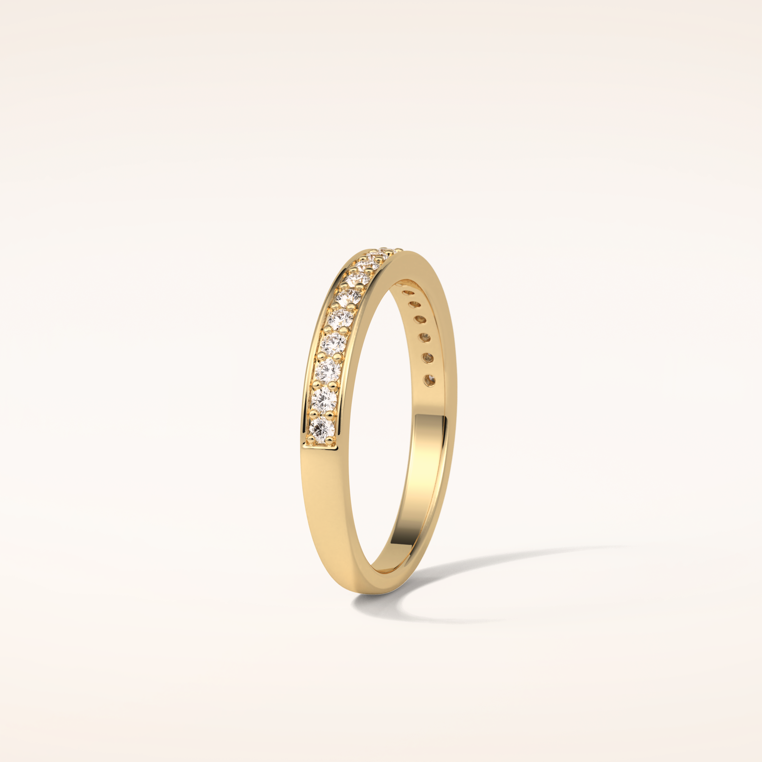 0.3 Round Shaped Moissanite Half Eternity Wedding Band