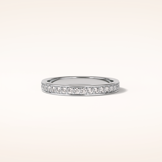 0.3 Round Shaped Moissanite Half Eternity Wedding Band