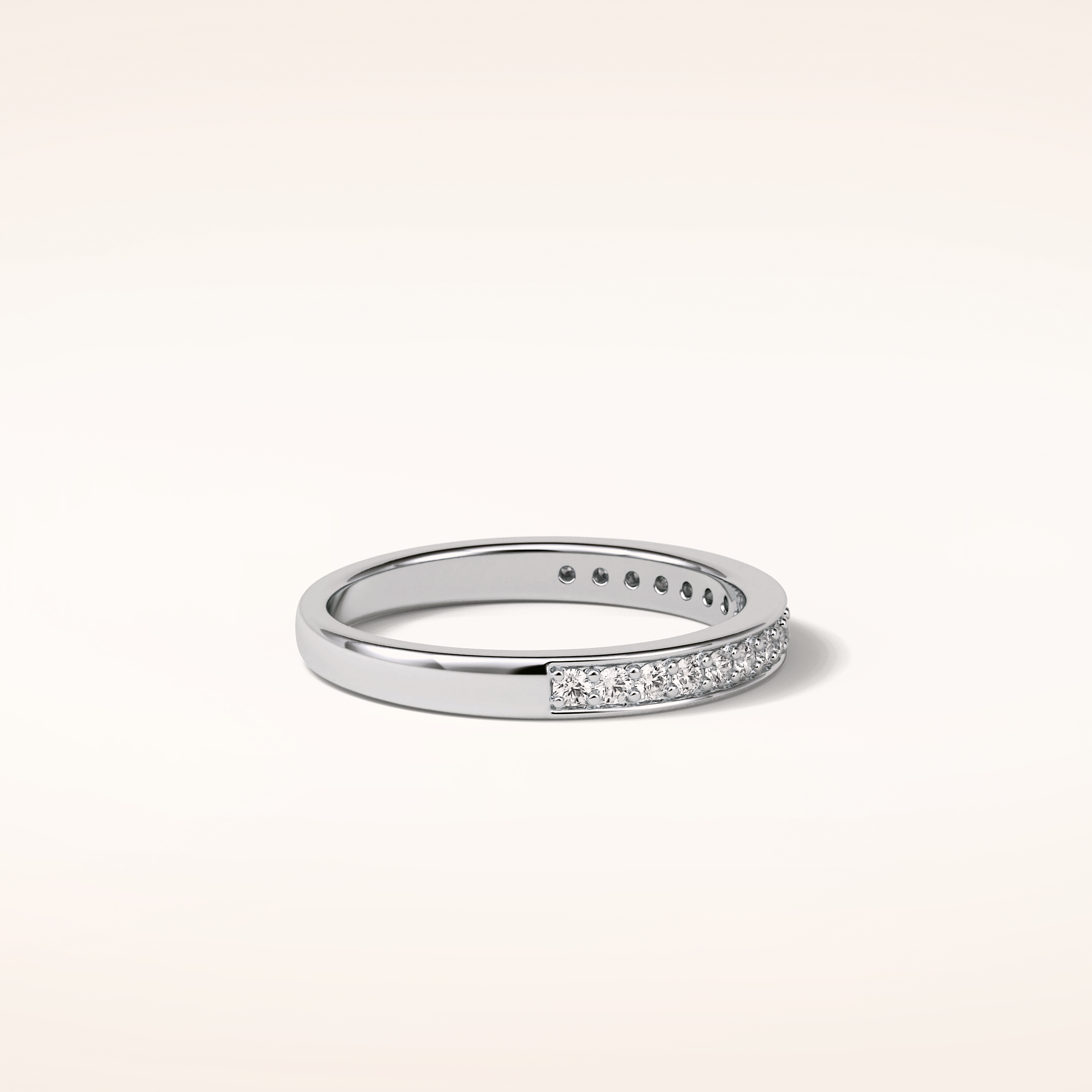 0.3 Round Shaped Moissanite Half Eternity Wedding Band