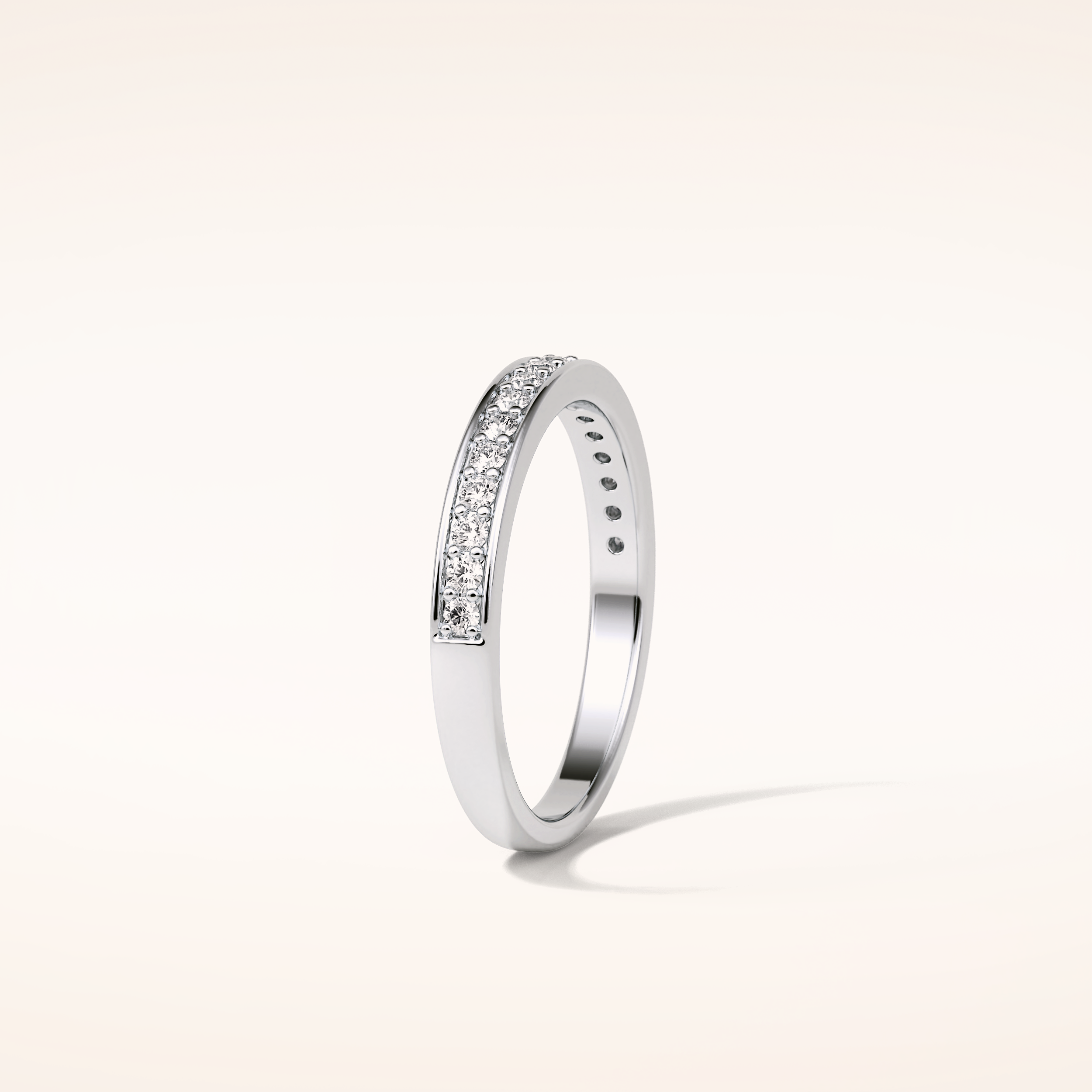 0.3 Round Shaped Moissanite Half Eternity Wedding Band