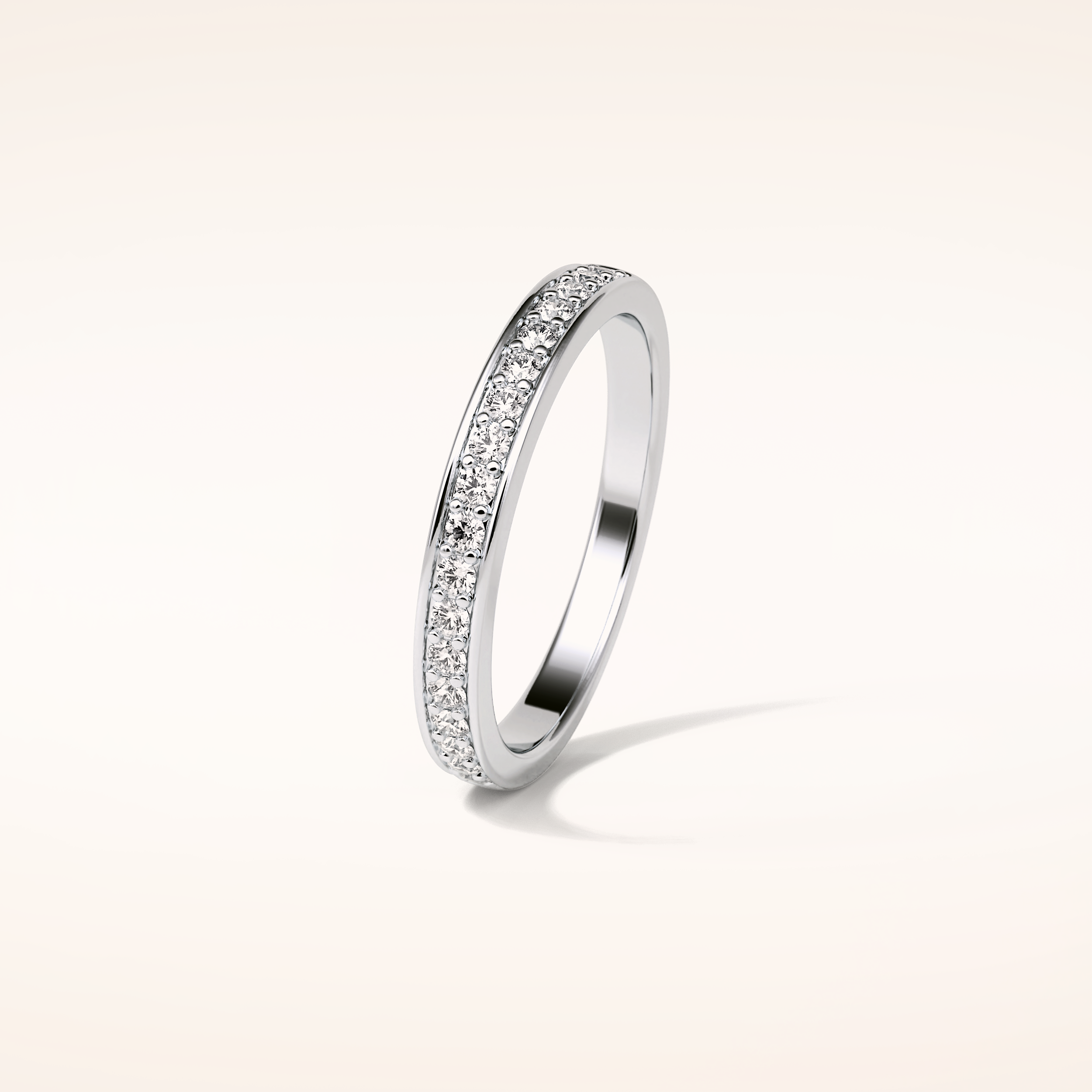 0.3 Round Shaped Moissanite Half Eternity Wedding Band