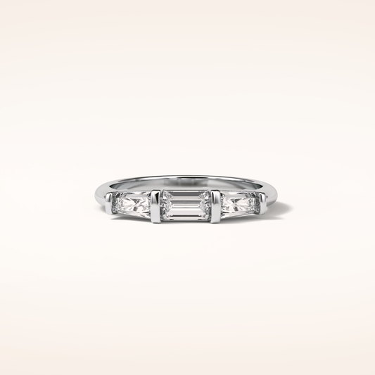 0.52 Baguette Shaped Moissanite Half Eternity Wedding Band