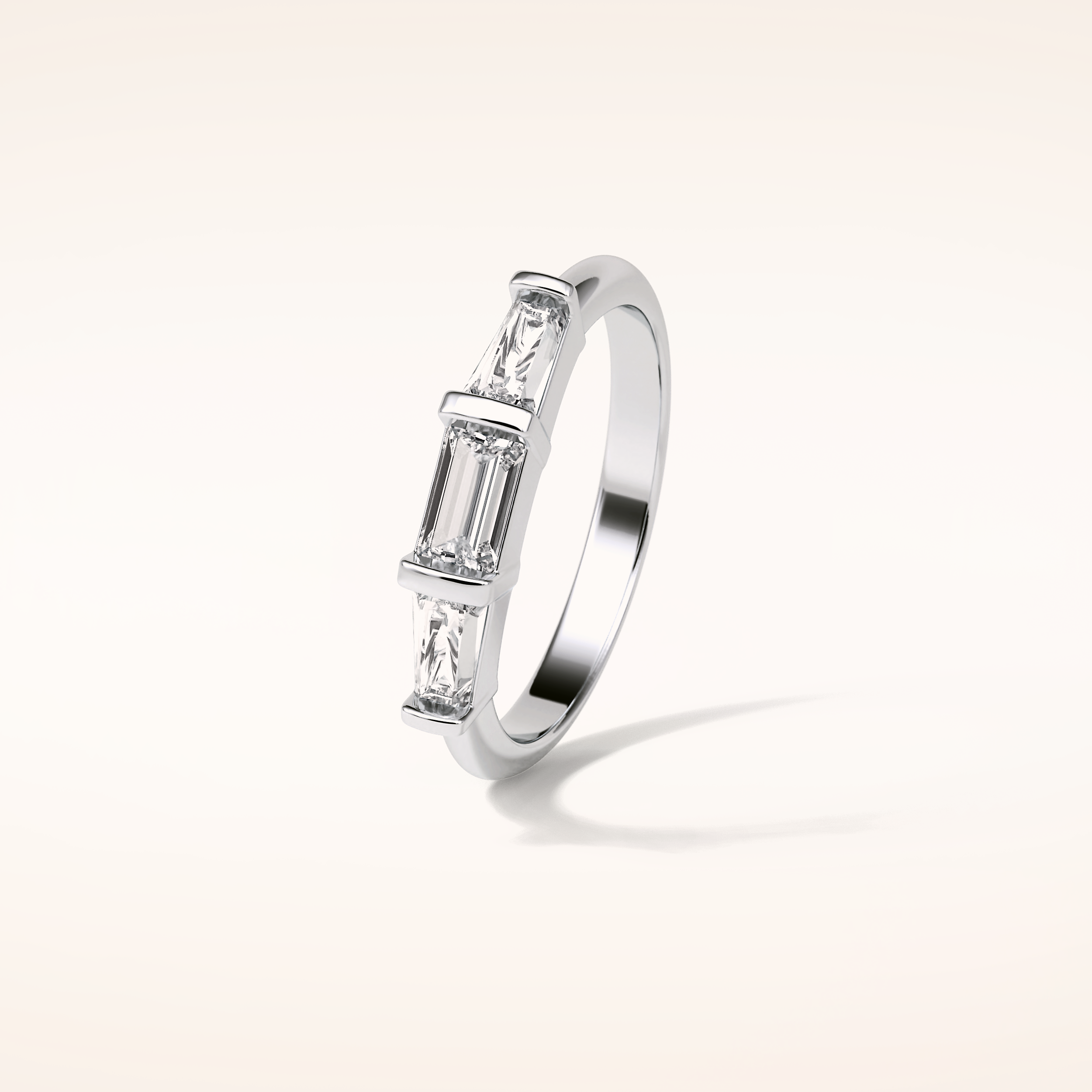 0.52 Baguette Shaped Moissanite Half Eternity Wedding Band