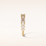 1.28 Emerald & Round Shaped Moissanite Half Eternity Wedding Band