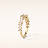 1.28 Emerald & Round Shaped Moissanite Half Eternity Wedding Band