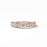 1.28 TCW Emerald and Round Shaped Wedding Band 15