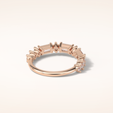 1.28 Emerald & Round Shaped Moissanite Half Eternity Wedding Band