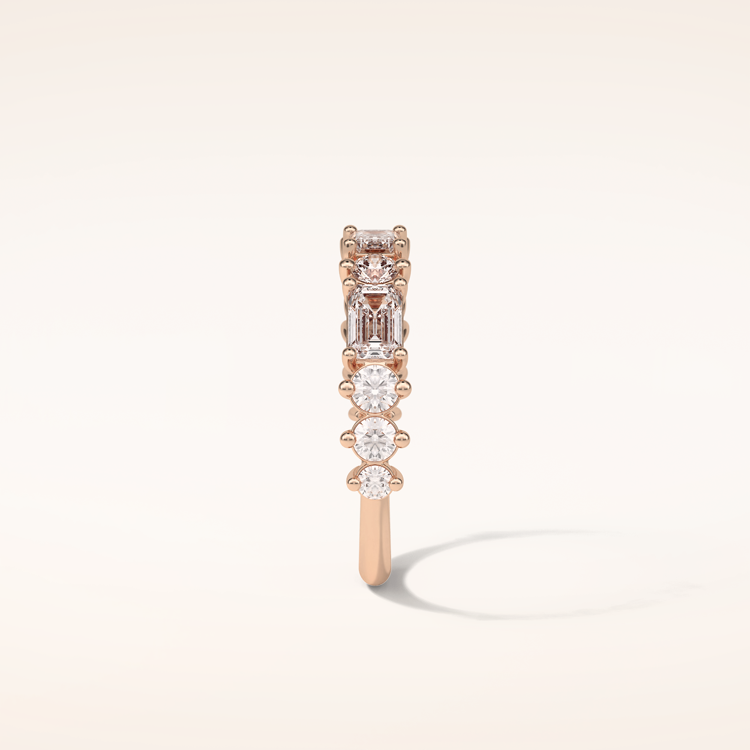 1.28 Emerald & Round Shaped Moissanite Half Eternity Wedding Band