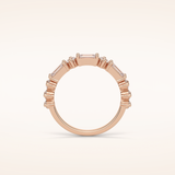 1.28 Emerald & Round Shaped Moissanite Half Eternity Wedding Band