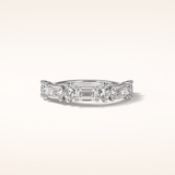 1.28 Emerald & Round Shaped Moissanite Half Eternity Wedding Band