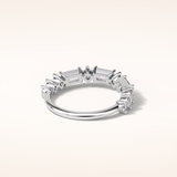 1.28 Emerald & Round Shaped Moissanite Half Eternity Wedding Band