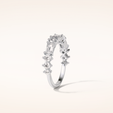 1.28 Emerald & Round Shaped Moissanite Half Eternity Wedding Band