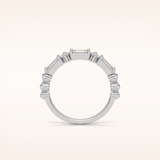 1.28 Emerald & Round Shaped Moissanite Half Eternity Wedding Band