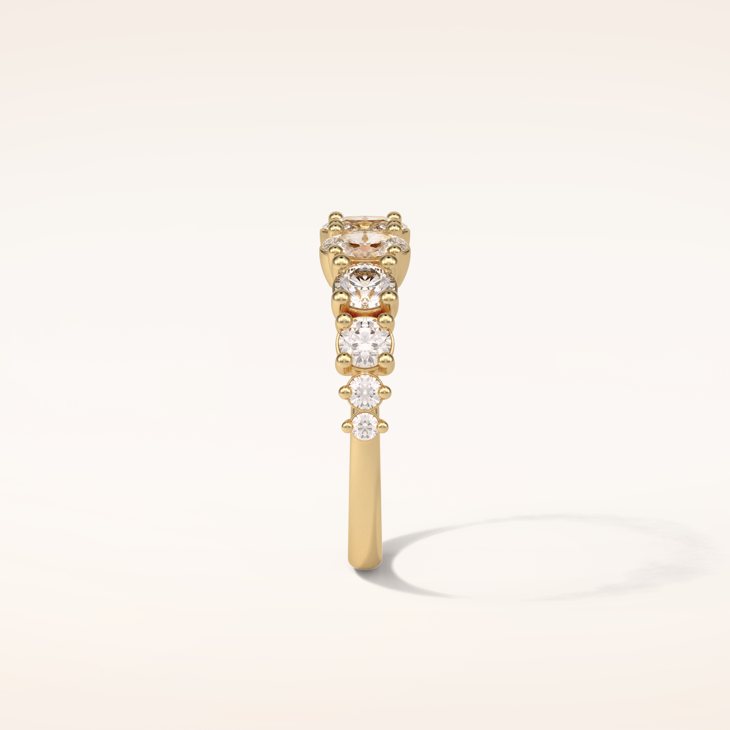 1.2 Oval & Round Shaped Moissanite Nine Stone Wedding Band