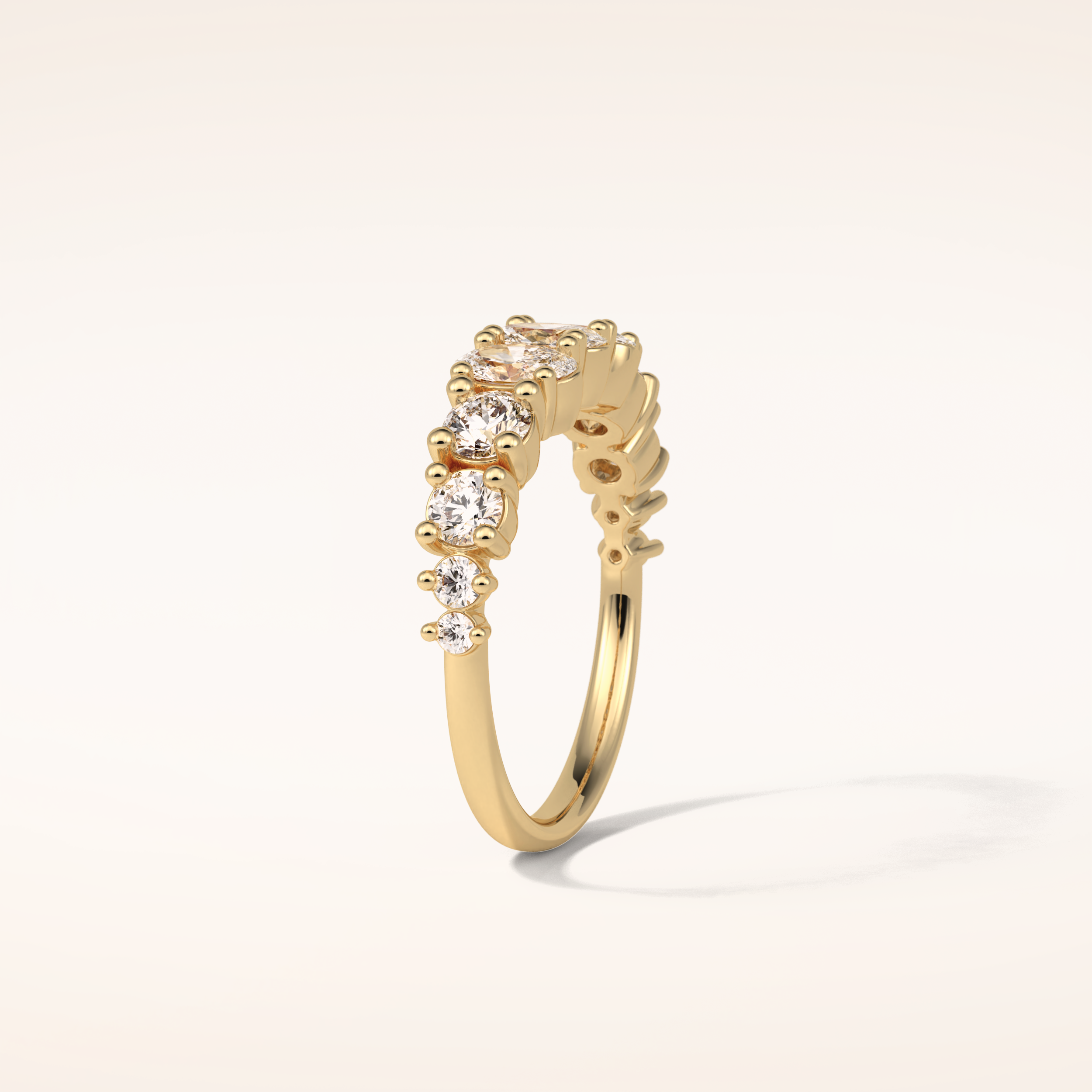 1.2 Oval & Round Shaped Moissanite Nine Stone Wedding Band