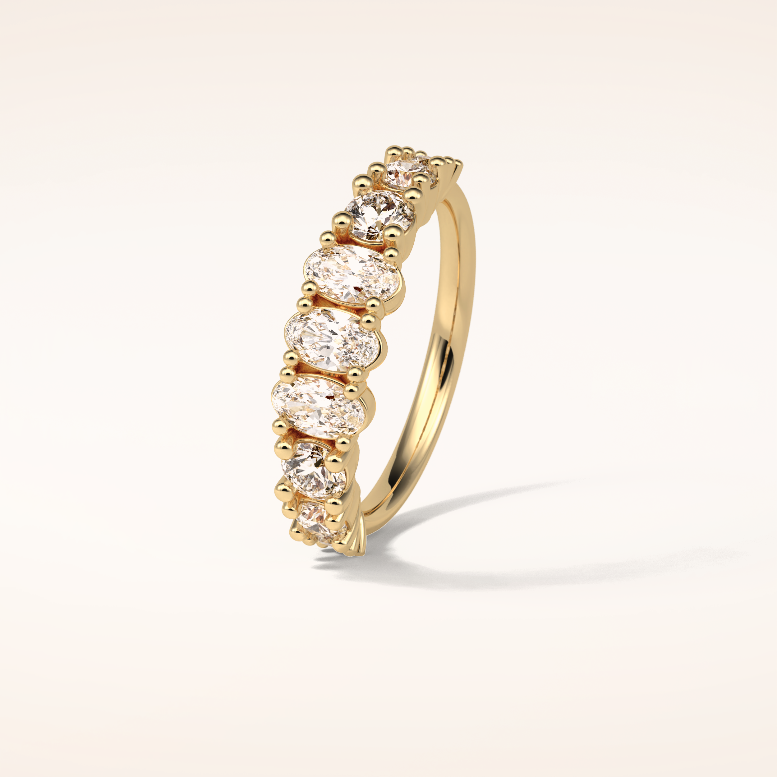 1.2 Oval & Round Shaped Moissanite Nine Stone Wedding Band