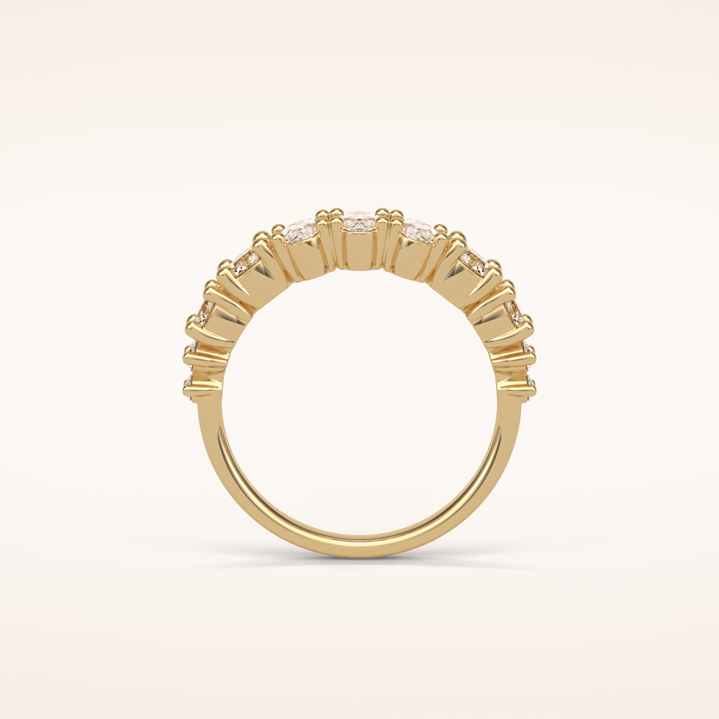 1.2 Oval & Round Shaped Moissanite Nine Stone Wedding Band