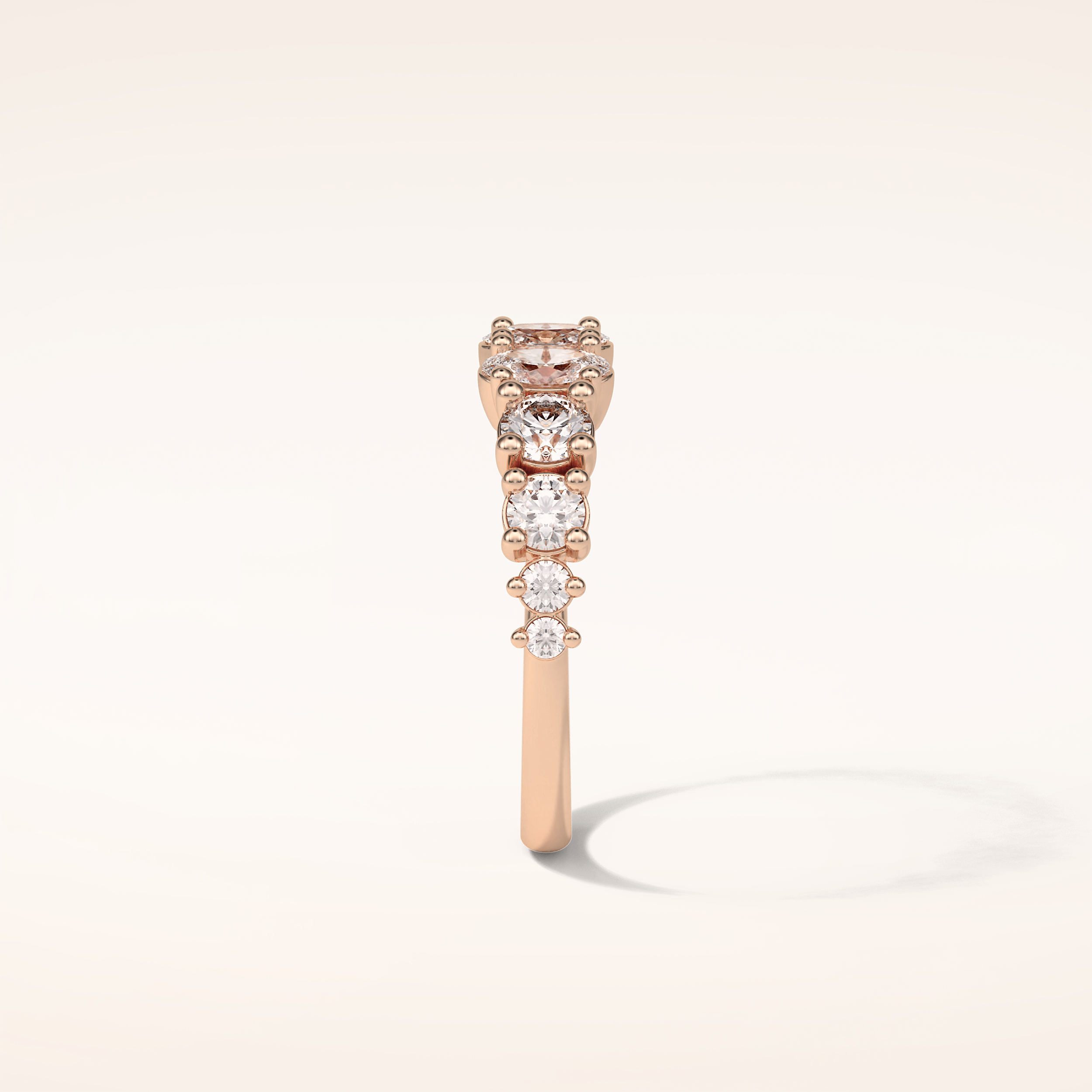 1.2 Oval & Round Shaped Moissanite Nine Stone Wedding Band