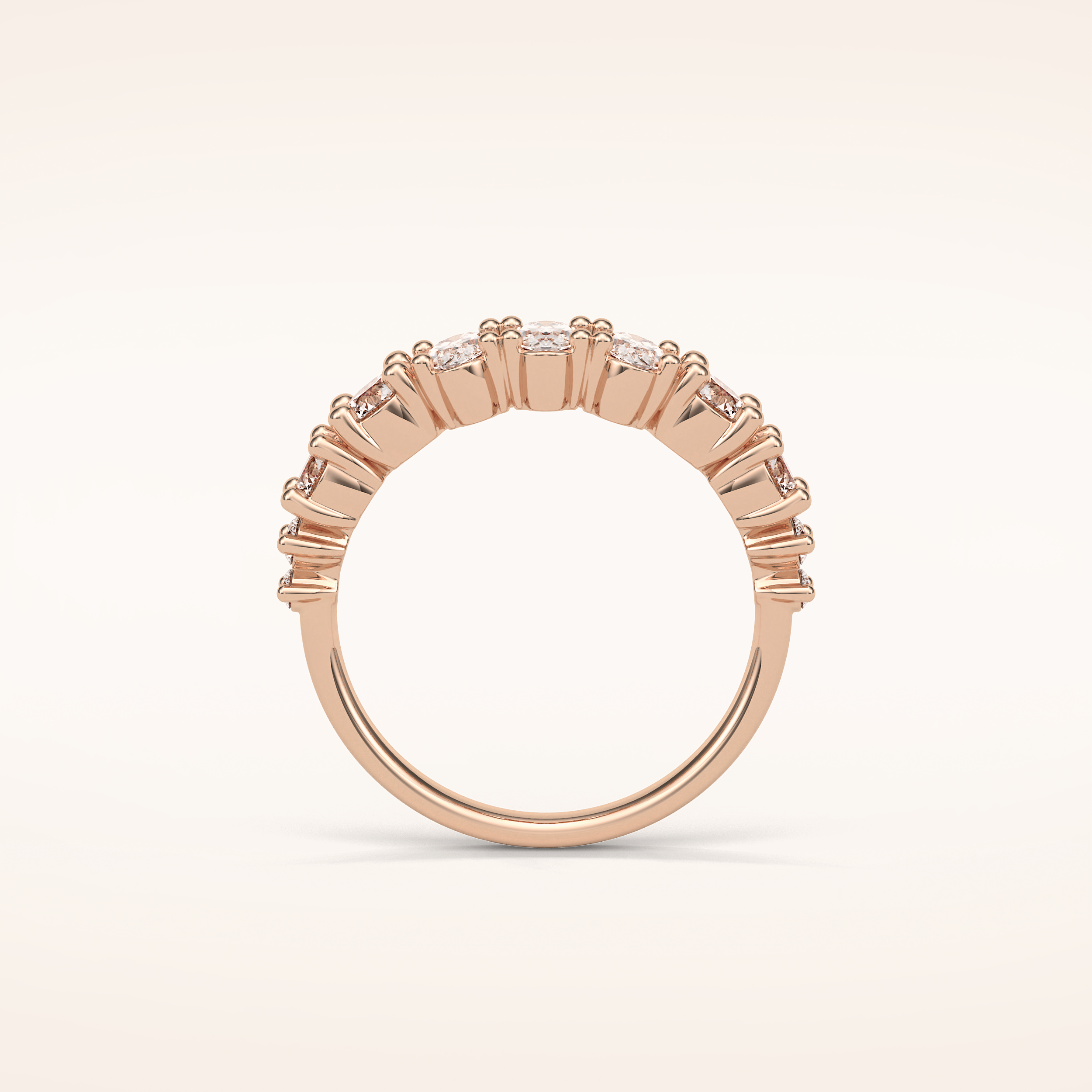 1.2 Oval & Round Shaped Moissanite Nine Stone Wedding Band