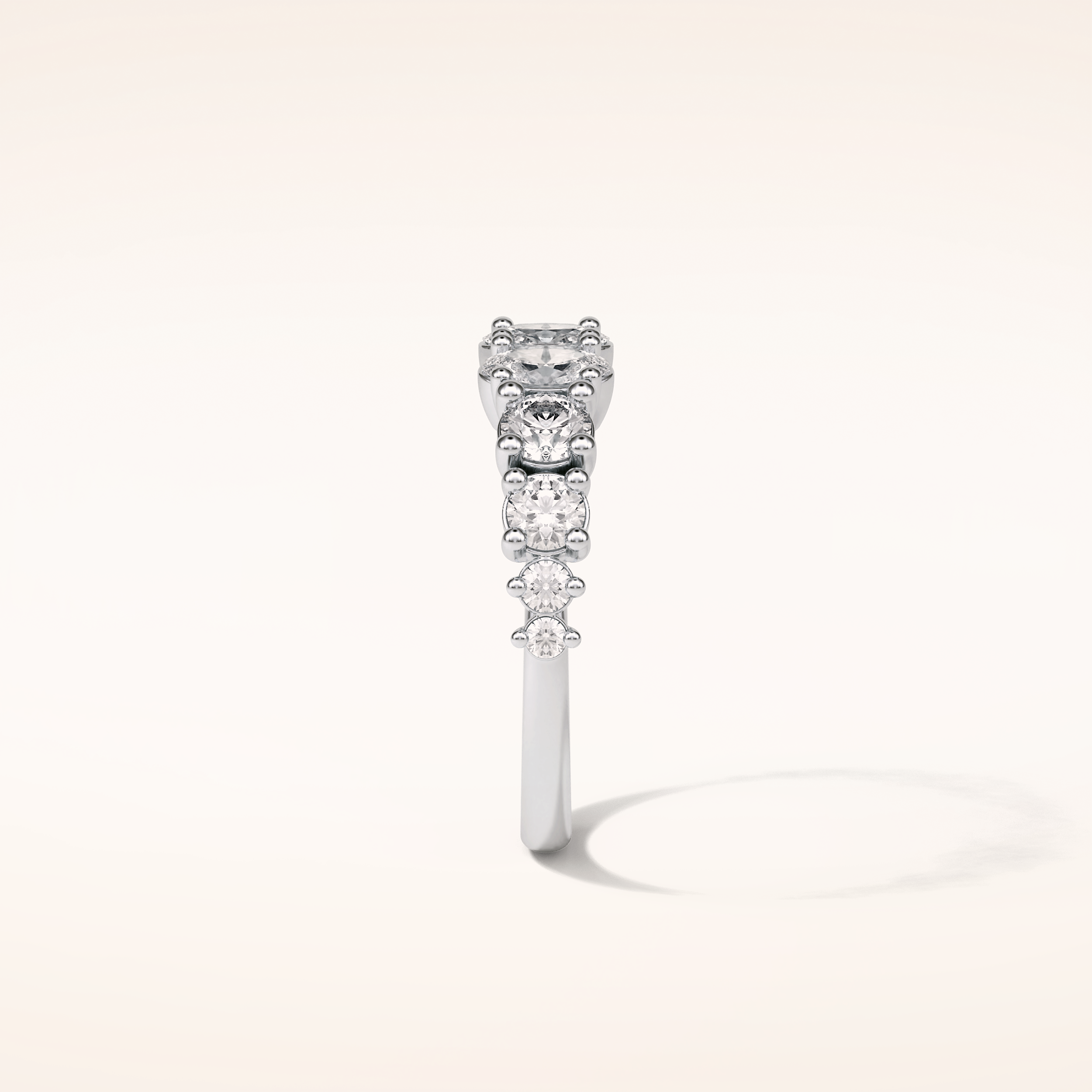 1.2 Oval & Round Shaped Moissanite Nine Stone Wedding Band