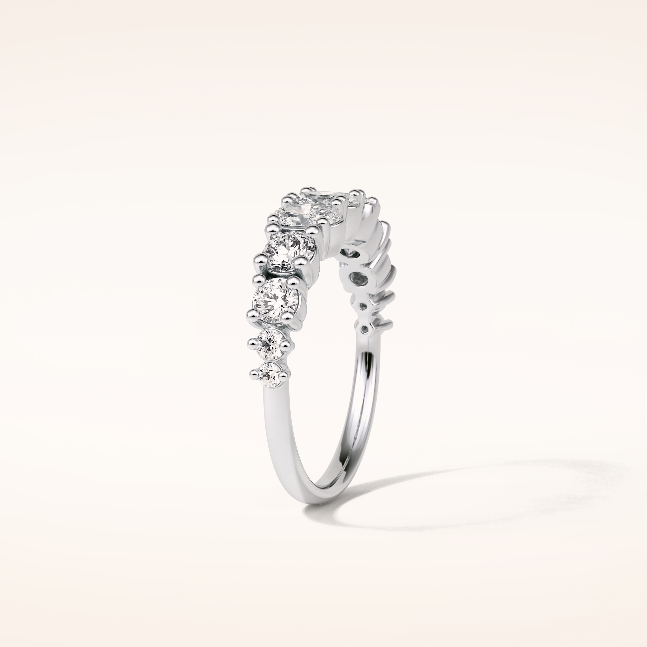 1.2 Oval & Round Shaped Moissanite Nine Stone Wedding Band