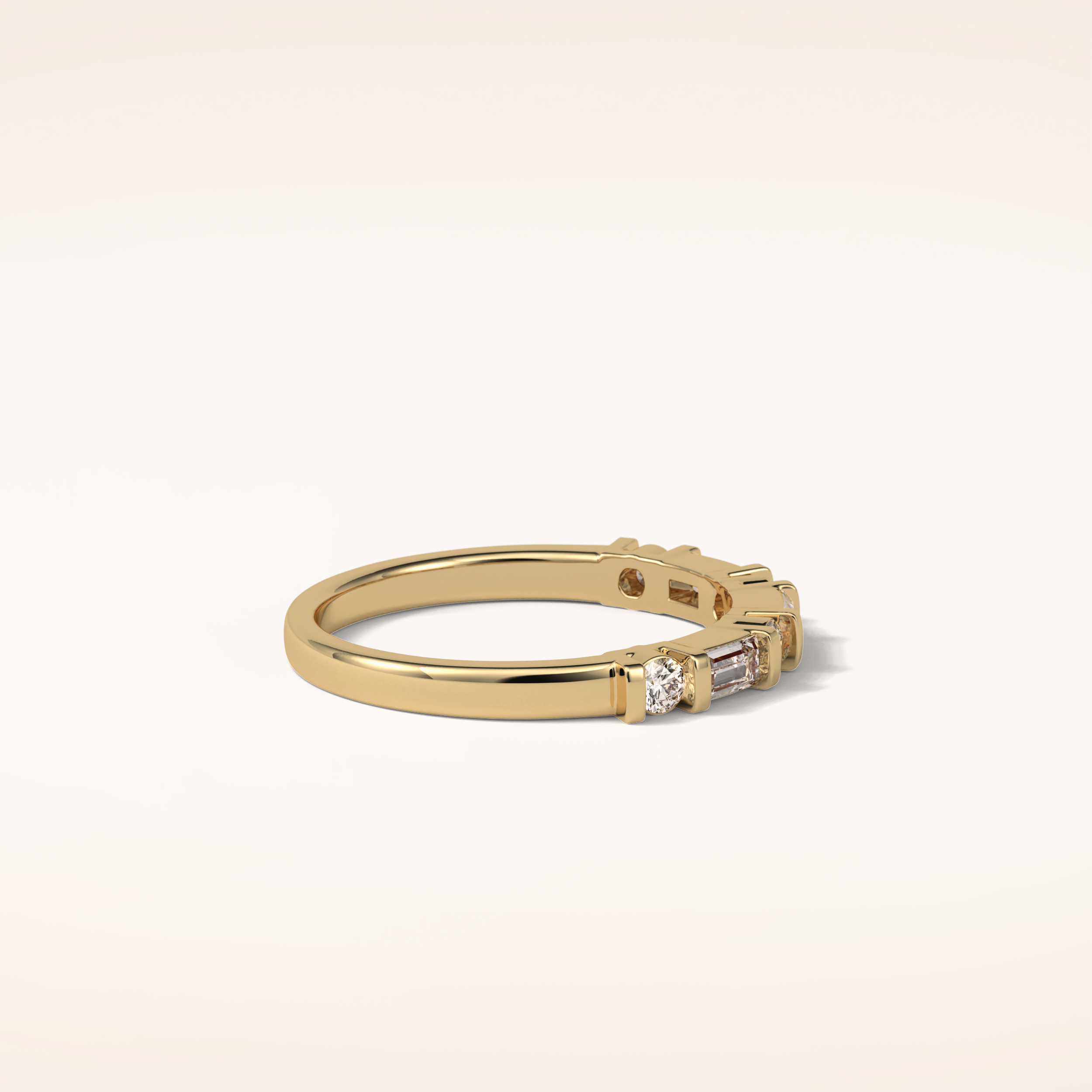 0.42 Baguette & Round Shaped Moissanite Seven Stone Wedding Band