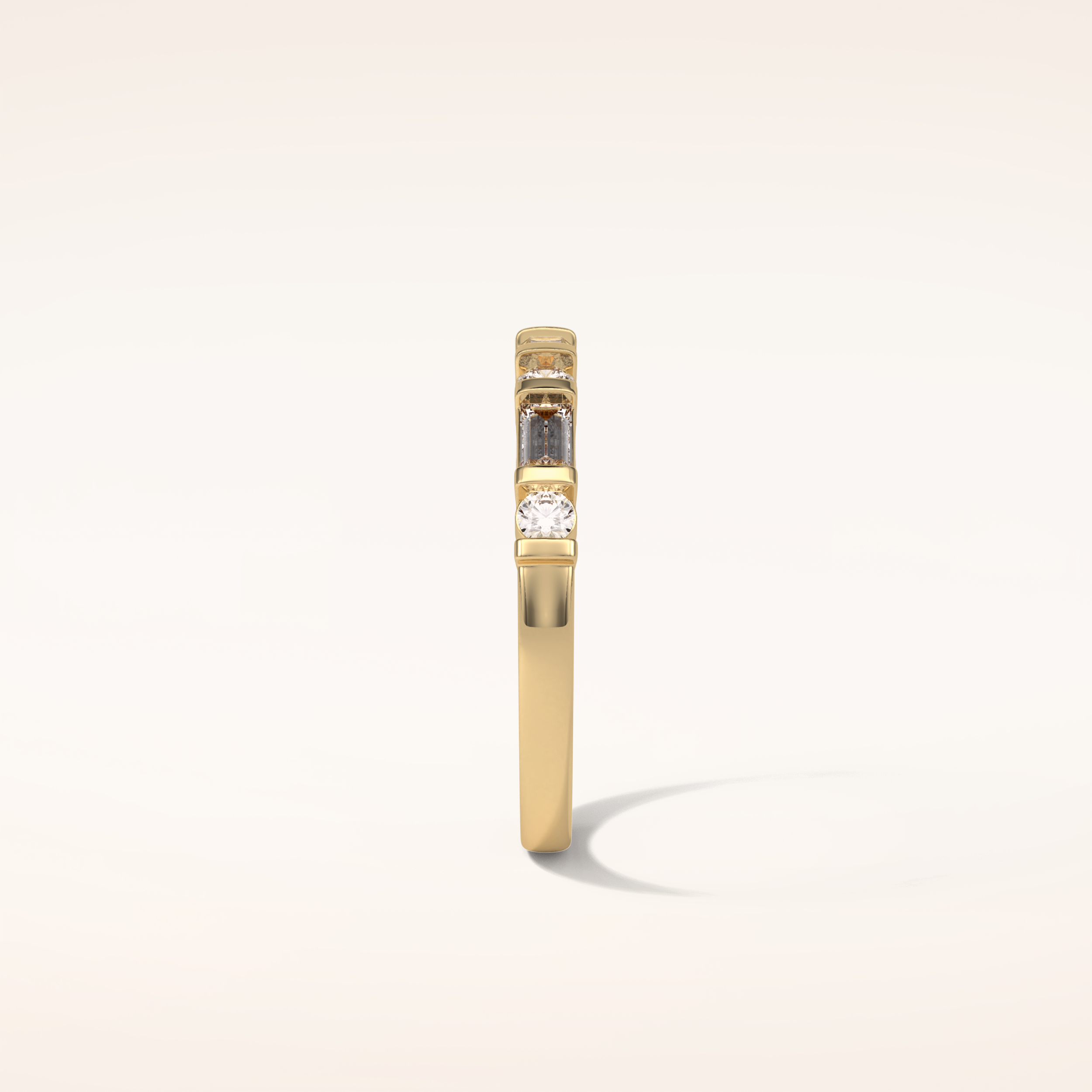 0.42 Baguette & Round Shaped Moissanite Seven Stone Wedding Band