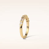 0.42 Baguette & Round Shaped Moissanite Seven Stone Wedding Band