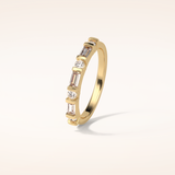 0.42 Baguette & Round Shaped Moissanite Seven Stone Wedding Band