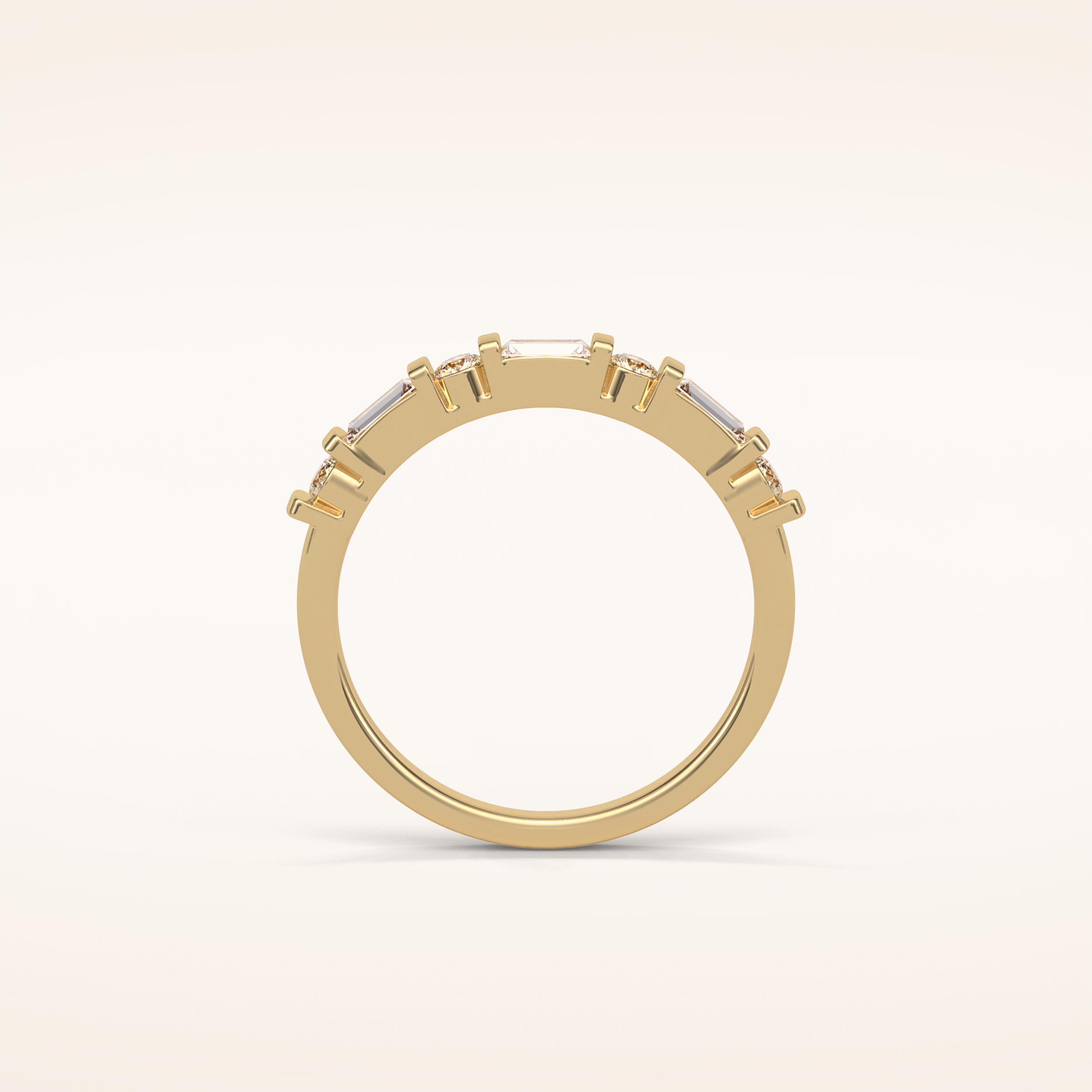 0.42 Baguette & Round Shaped Moissanite Seven Stone Wedding Band