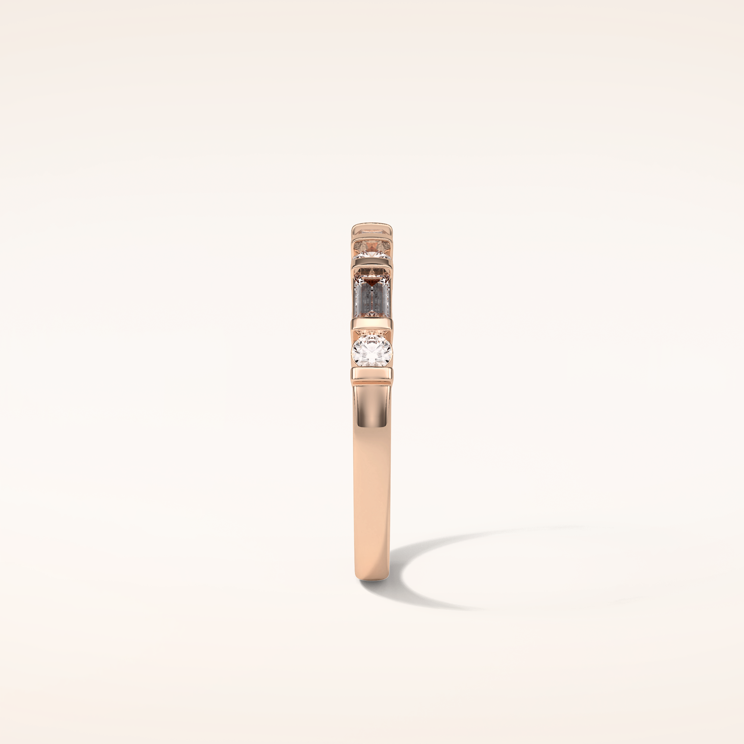 0.42 Baguette & Round Shaped Moissanite Seven Stone Wedding Band