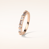 0.42 Baguette & Round Shaped Moissanite Seven Stone Wedding Band