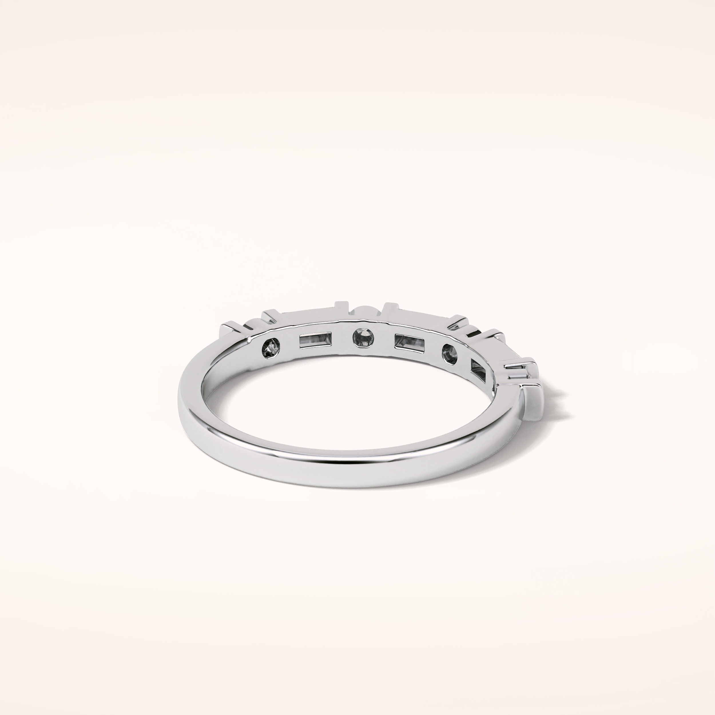 0.42 Baguette & Round Shaped Moissanite Seven Stone Wedding Band