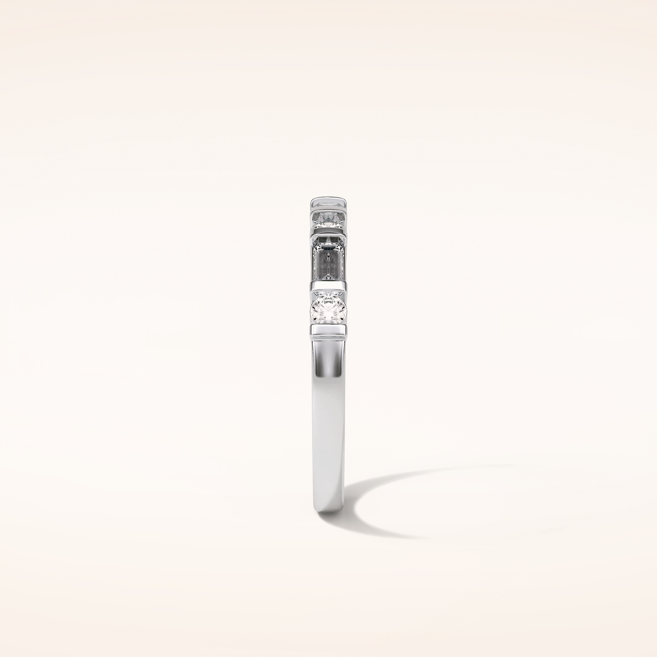 0.42 Baguette & Round Shaped Moissanite Seven Stone Wedding Band