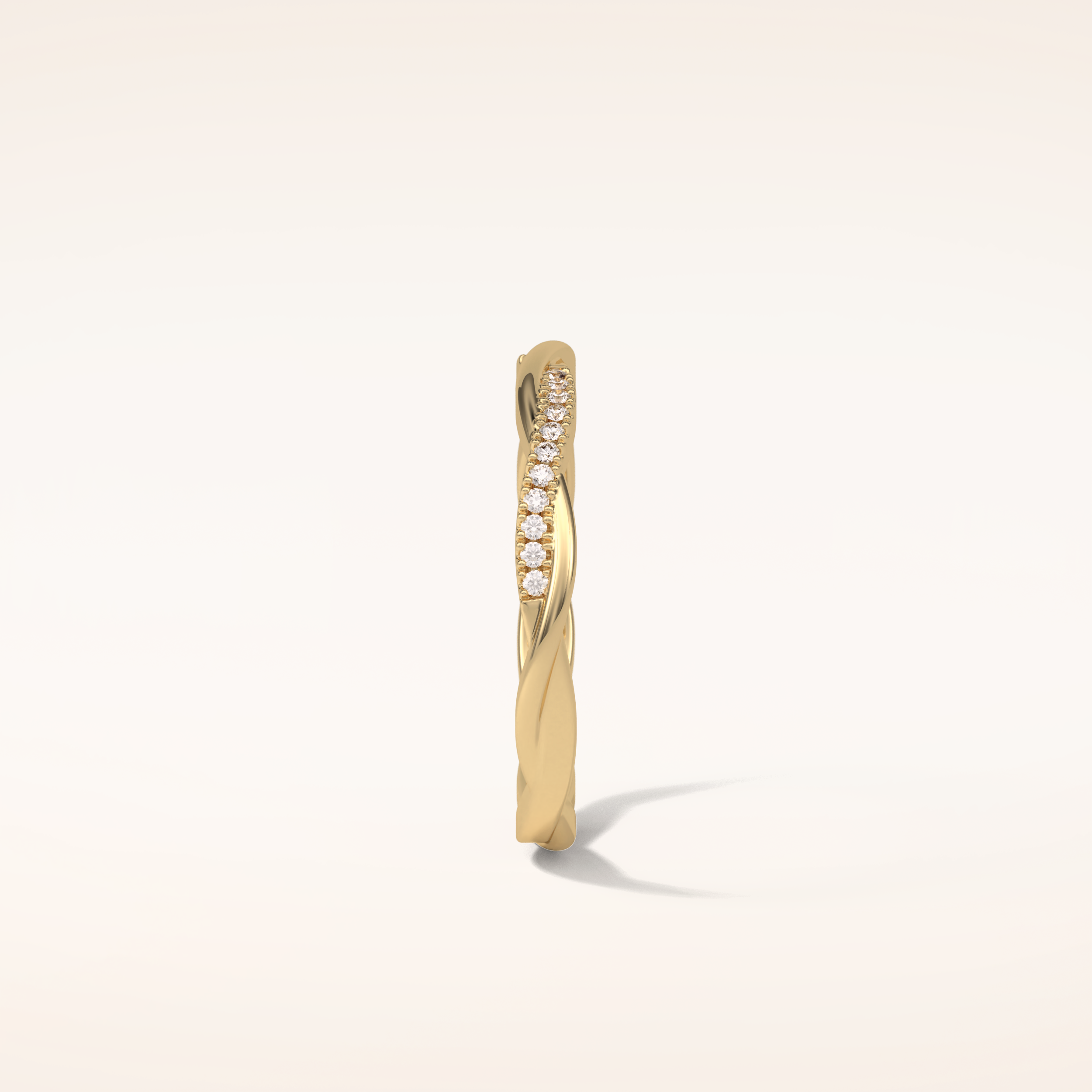 0.16 Round Shaped Moissanite Twisted Shank Wedding Band