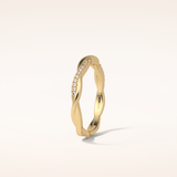 0.16 Round Shaped Moissanite Twisted Shank Wedding Band