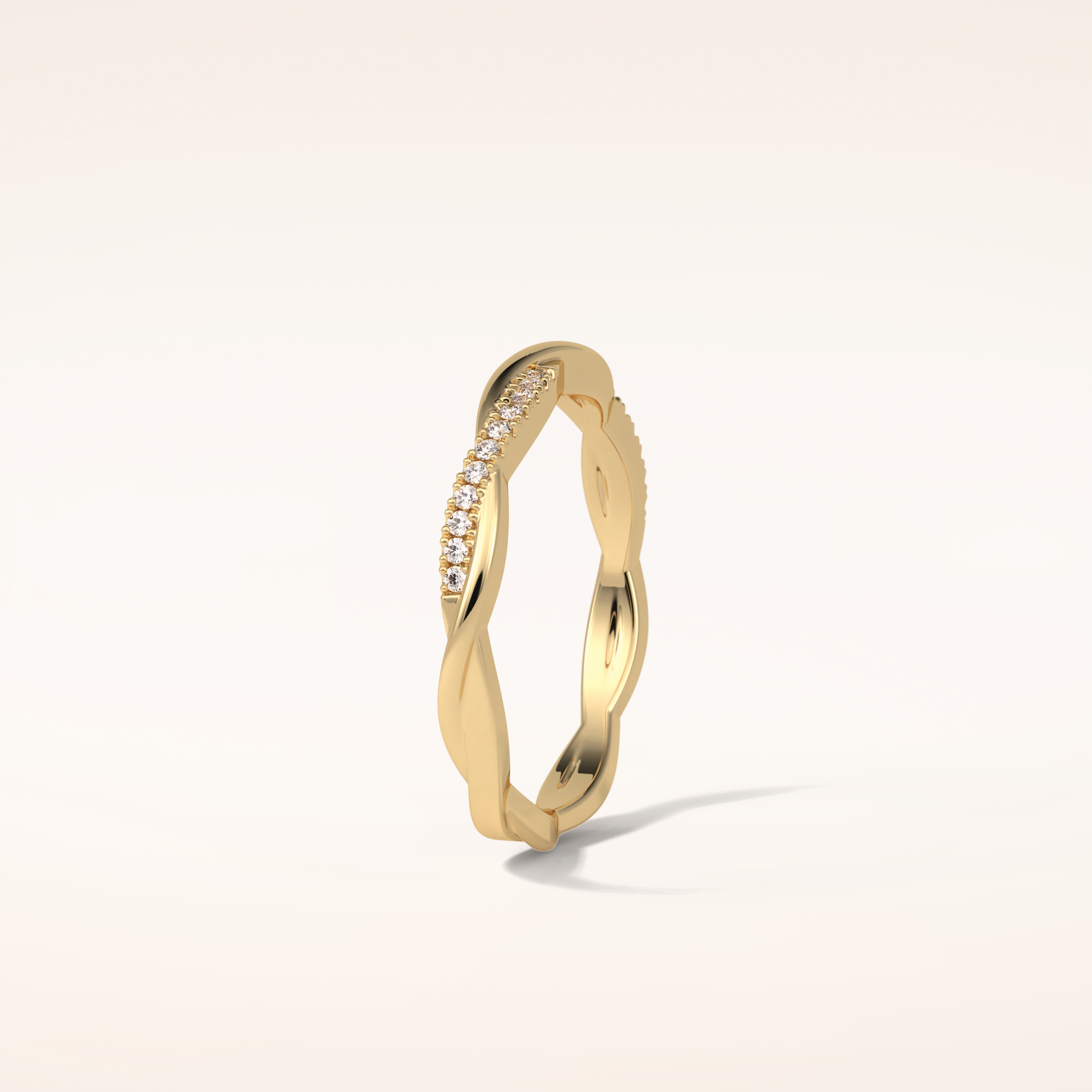 0.16 Round Shaped Moissanite Twisted Shank Wedding Band