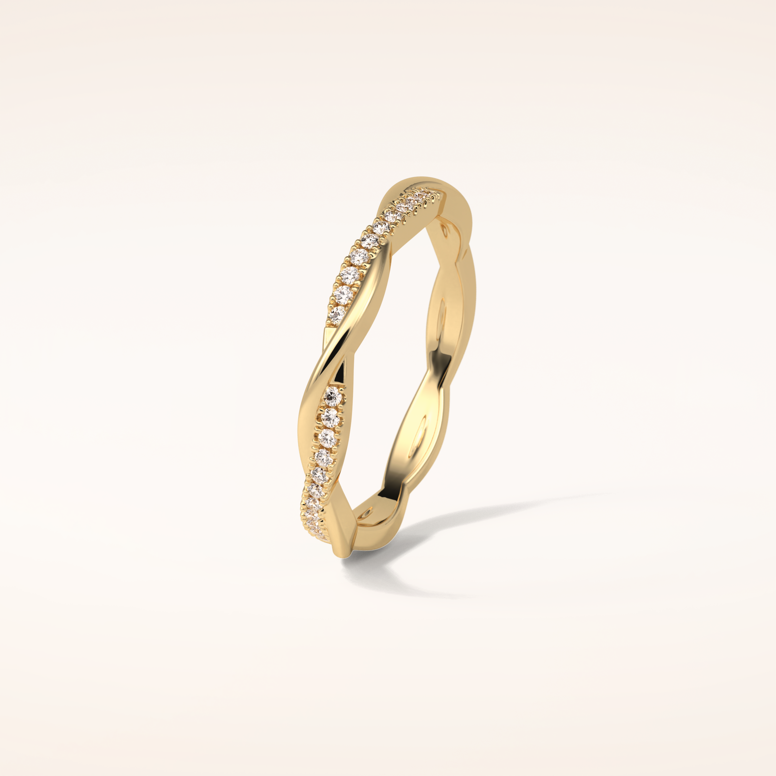 0.16 Round Shaped Moissanite Twisted Shank Wedding Band