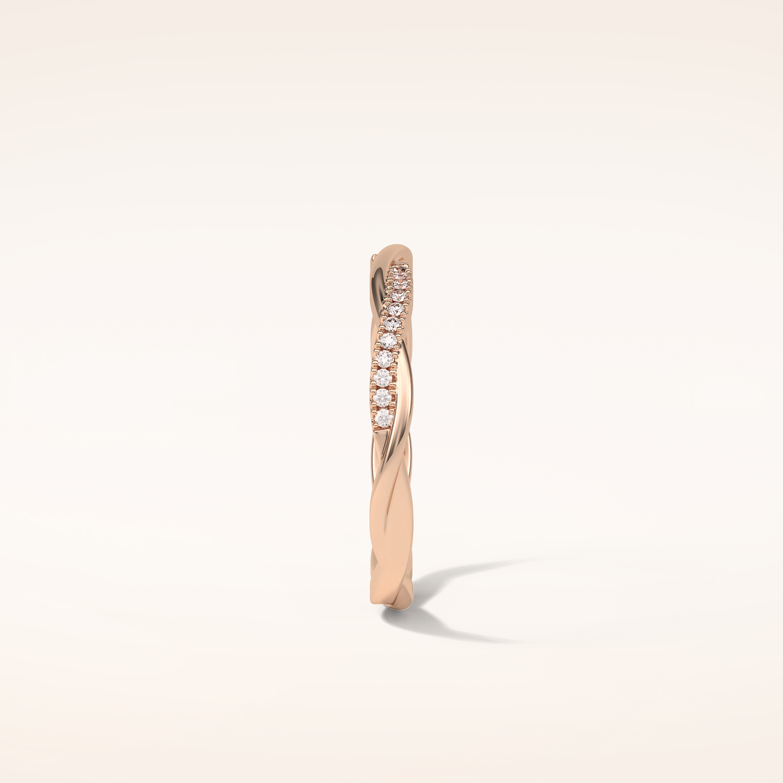 0.16 Round Shaped Moissanite Twisted Shank Wedding Band